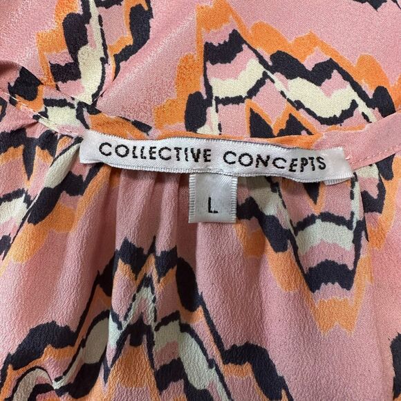 Collective Concepts Dusty Pink Chevron Tie-Waist Halter Dress Size L - Picture 8 of 9